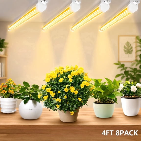 JESLED T8 LED Grow Lights Full Spectrum, 4FT 40W 3000K Warm White, 8-Pack