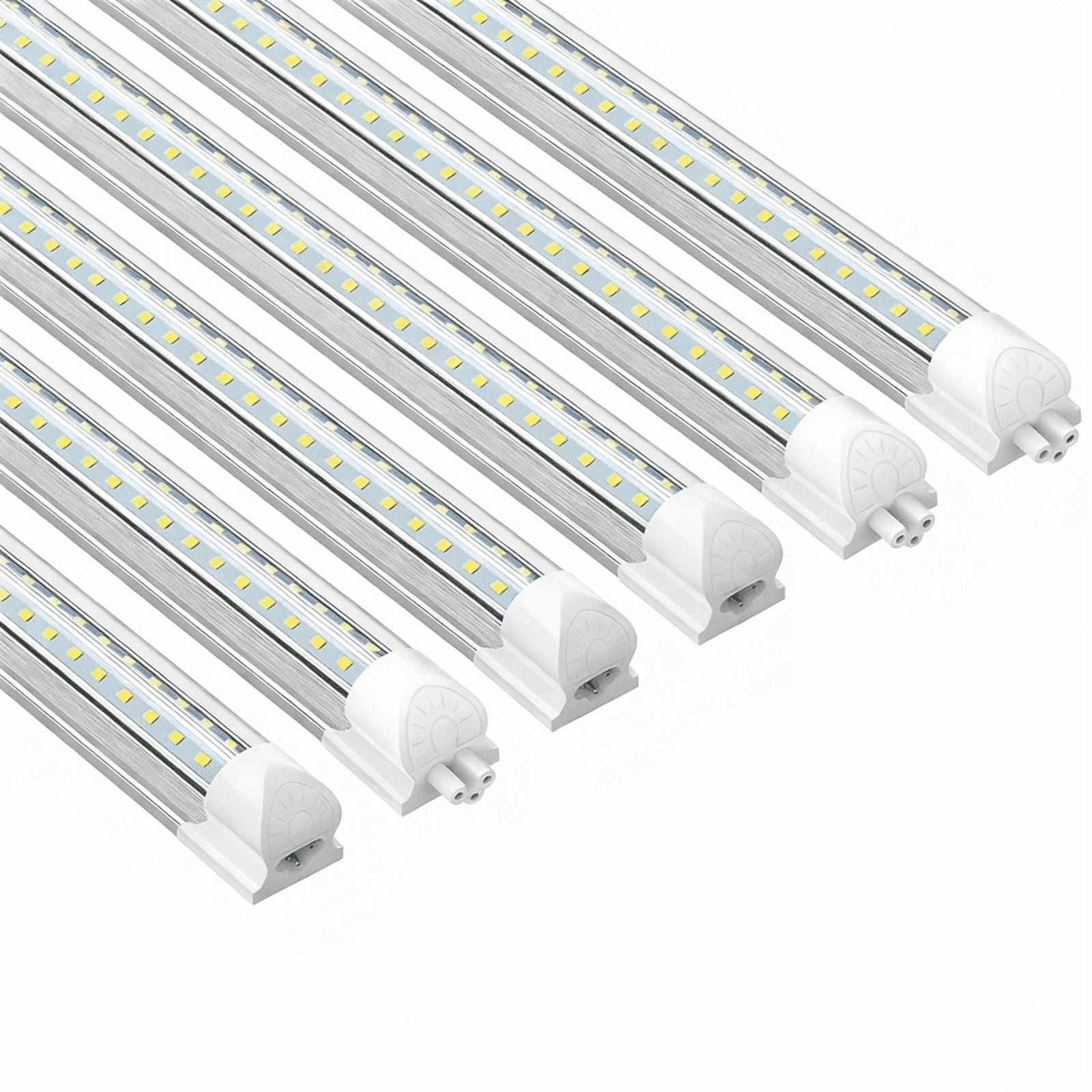 JESLED T8 LED Shop Light 4FT, 40W 5500LM 6500K Cool White, Linkable Shop Lights, High Output, V-Shape, Clear Cover, ETL, 6-Pack