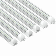 JESLED T8 LED Shop Light 4FT, 40W 5500LM 6500K Cool White, Linkable Shop Lights, High Output, V-Shape, Clear Cover, ETL, 6-Pack