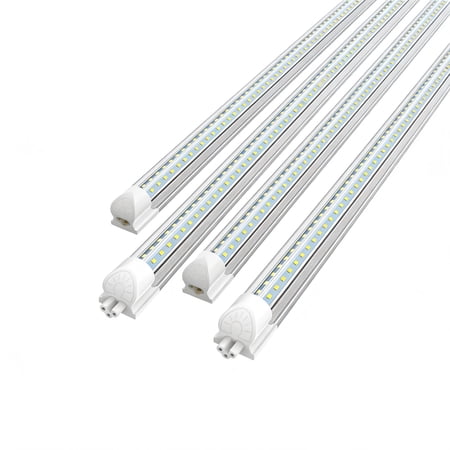 JESLED T8 LED Shop Light Fixture, 6FT 60W 8000LM 6000K Cool White, V Shape Linkable Ceiling Lights, 4-Pack