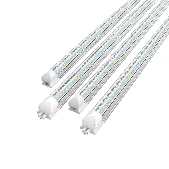 JESLED T8 LED Shop Light Fixture, 6FT 60W 8000LM 6000K Cool White, V Shape Linkable Ceiling Lights, 4-Pack