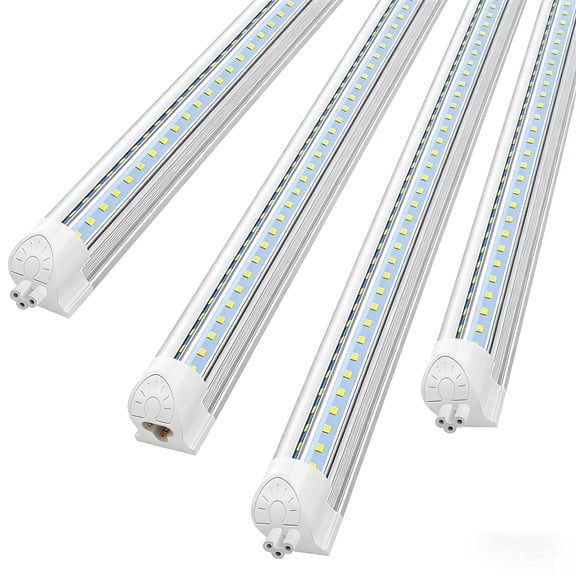 JESLED T8 LED Shop Light, V-Shape 4FT 38W 4940LM, Cool White, Clear Cover, ETL, 4-Pack