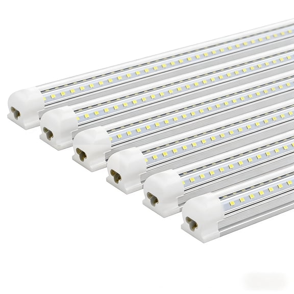 JESLED T8 LED Shop Light V-Shape, 4FT 40W 5500LM, High Output, Clear Cover, 6500K Cool White, ETL, 6-Pack