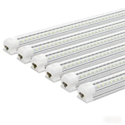 JESLED T8 LED Shop Light V-Shape, 4FT 40W 5500LM, High Output, Clear Cover, 6500K Cool White, ETL, 6-Pack
