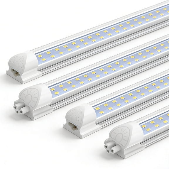 JESLED T8 LED Shop Lights Fixtures 4FT, 36W 4500LM 6000K White, Clear Cover, ETL, for Garage Workshop 4-Pack