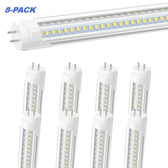 JESLED 4FT T8 LED Tube Light Bulbs V Shape, 28W 5000K 3680LM,Dual-end Powered Ballast Bypass, 8-Pack