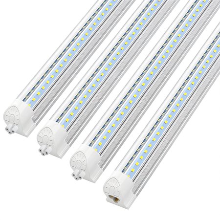 JESLED T8 LED Shop Lights,High Output 4FT 40W 5500LM 6000K Cool White, V Shape Linkable ETL Listed, 4-Pack
