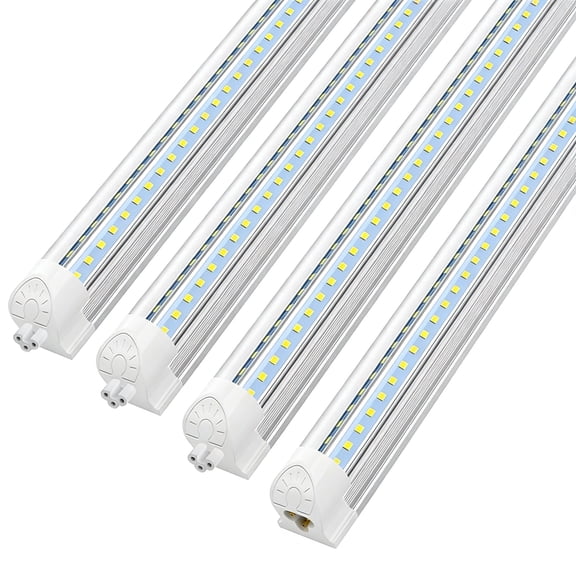 JESLED T8 LED Shop Lights,High Output 4FT 40W 5500LM 6000K Cool White, V Shape Linkable ETL Listed, 4-Pack
