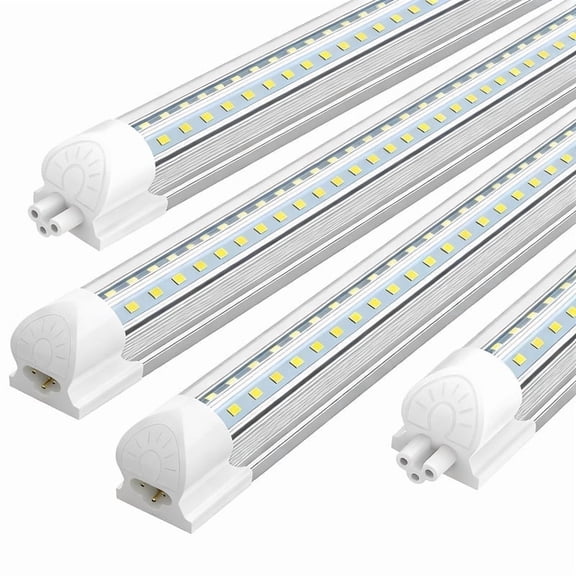 JESLED 8ft T8 LED Shop Light Fixture, V Shape 72W 6000K Cool, 4-Pack