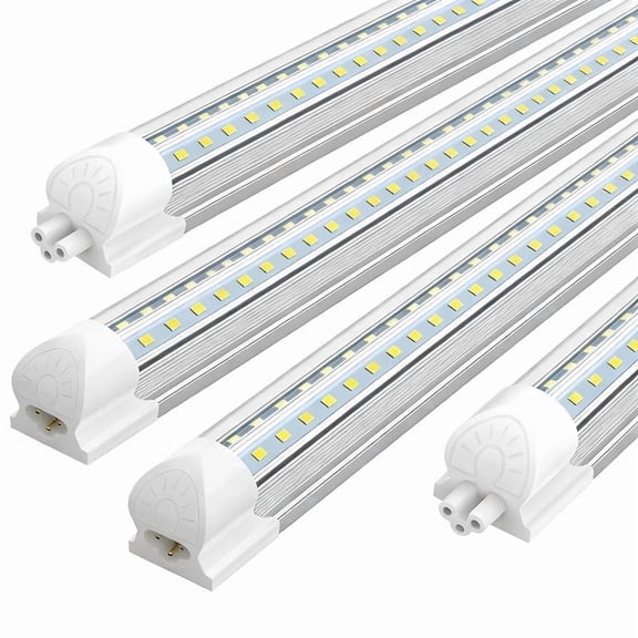 JESLED 8ft T8 LED Shop Light Fixture, V Shape 72W 6000K Cool, 4-Pack