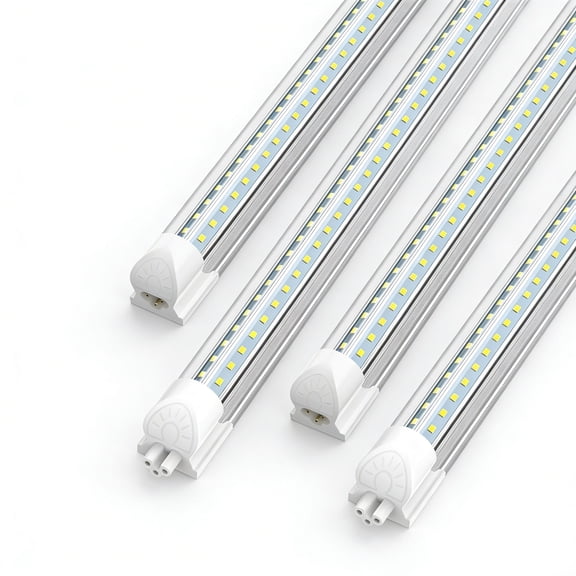 JESLED 8ft T8 LED Shop Light Fixture Linkable, High Output 75w 9750lm 6000K,V Shape T8 LED Tube Lights for Garage 4-Pack