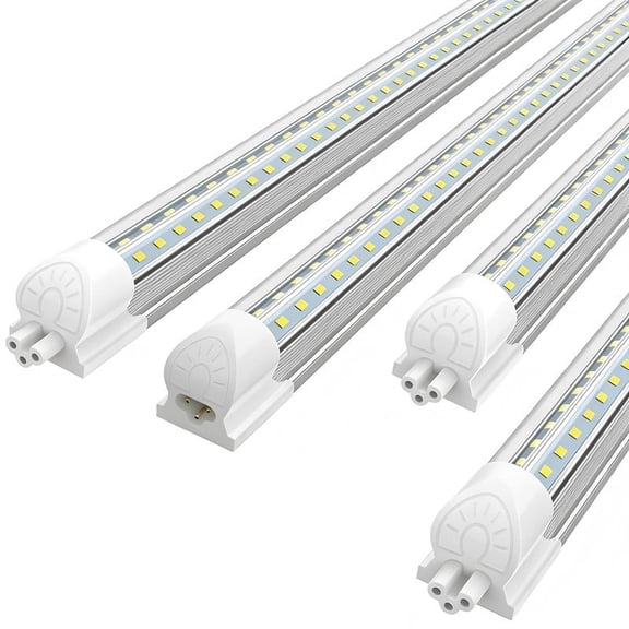 JESLED V-Shape T8 LED Shop Light 4FT, High Output 36W 4680LM 5000K Daylight White, Clear Cover, ETL, 4-Pack