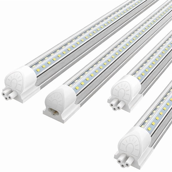 JESLED 4FT T8 LED Shop Light, 45W 6300LM Daylight White, Clear Cover, V-Shape 4-Pack