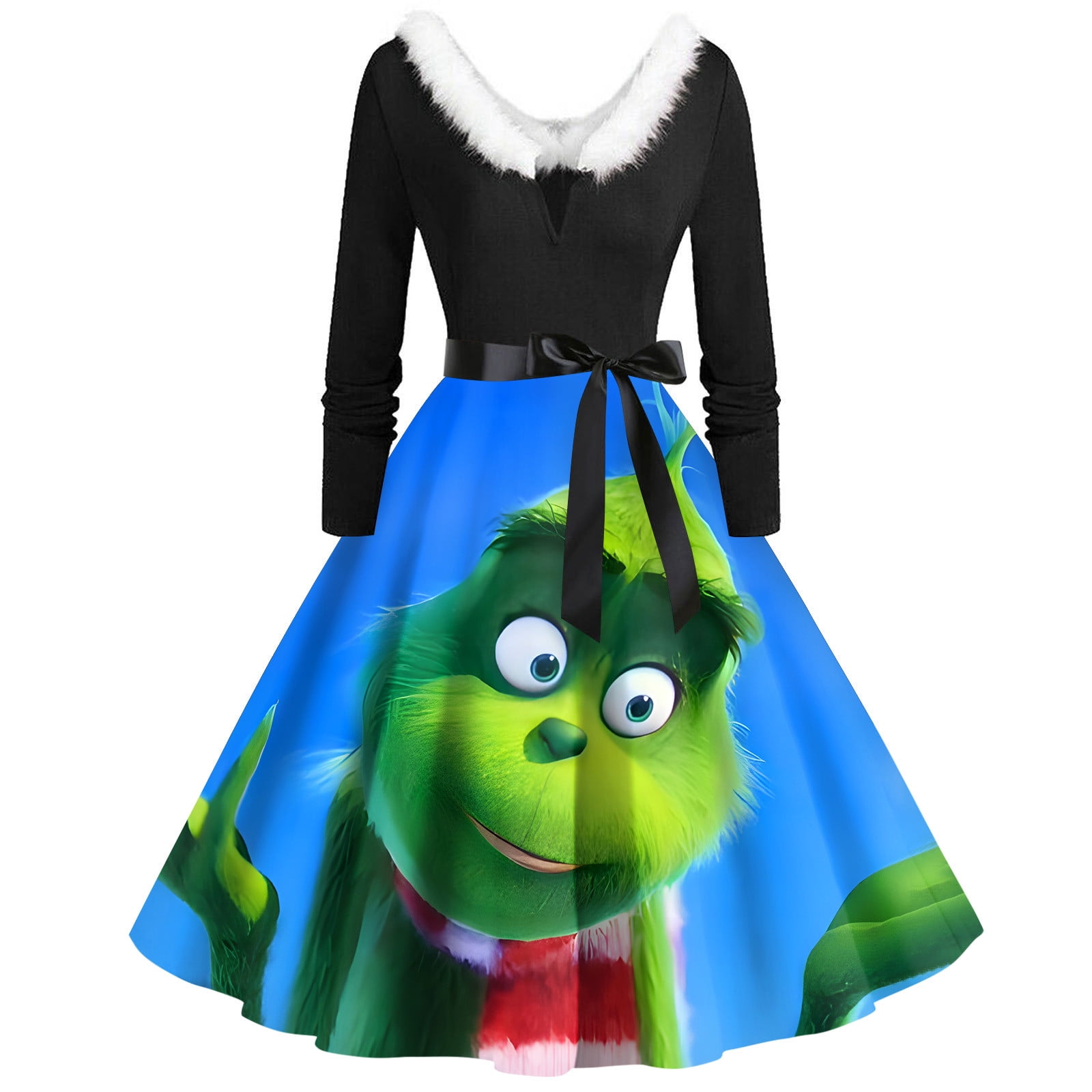 JESNSY Women's Grinch Christmas Printed Long Sleeve Dress Grinch ...