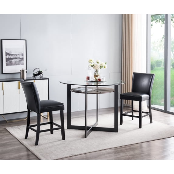 JESONVID Counter Height Bar Stools Set of 2, 46"H Solid Wood Counter Stools Barstools Chairs with Upholstered Back for Bar Kitchen Restaurant, Grey GBY1331GY