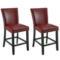 thumbnail image 1 of JESONVID Counter Height Bar Stools Set of 2, 38"H Solid Wood Counter Stools Barstools Chairs with Upholstered Back for Bar Kitchen Restaurant, Red, 1 of 8