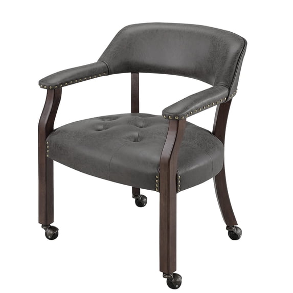 JESONVID Dining Chair with Casters, Captain's Chairs with Rollers Dinette Sets Poker Chairs with Wheels Kitchen Table Rolling Chairs High Back Chair On Caster(Grey 1533GY)