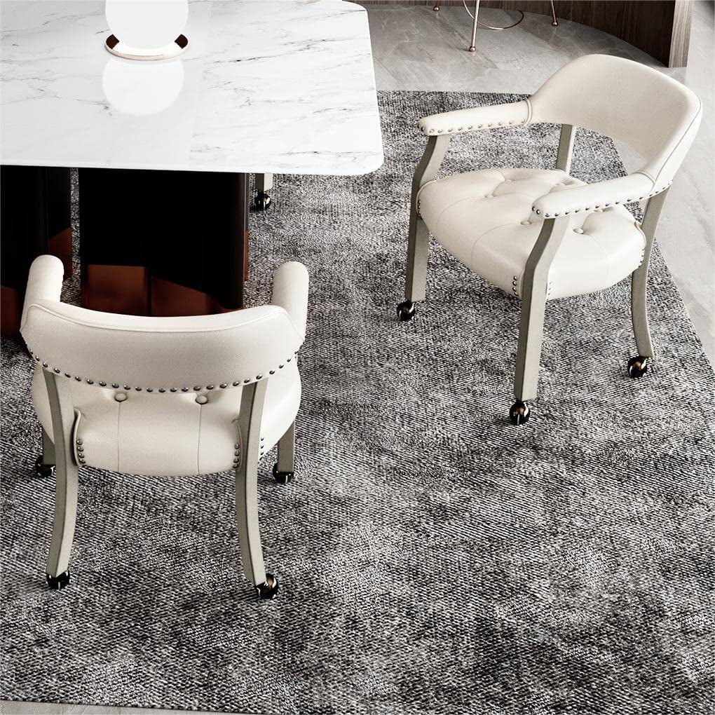 JESONVID Dining Chair with Casters Set of 2, Captain's Chair with