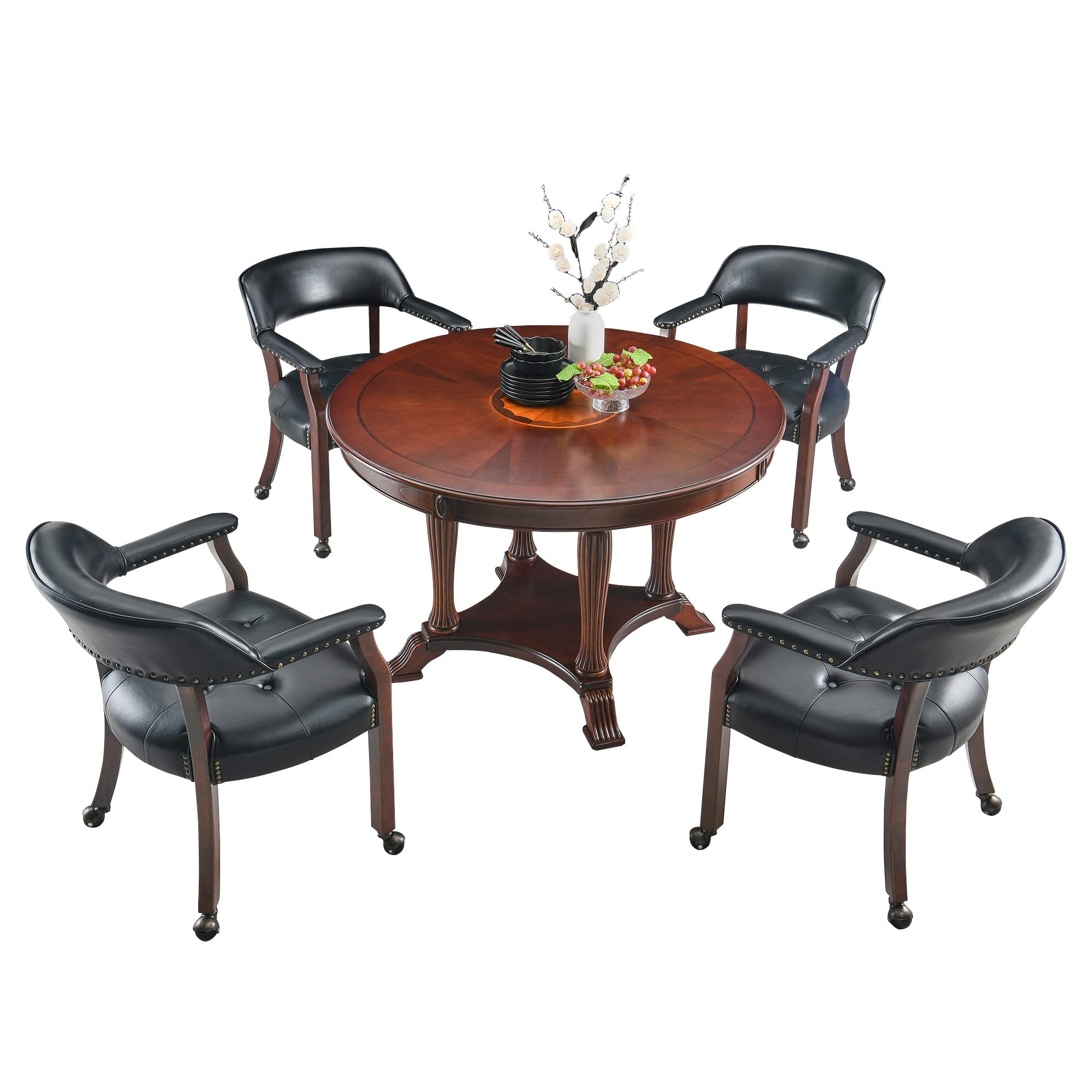 JESONVID Dining Chair with Casters Set of 4, Captain's Chair with
