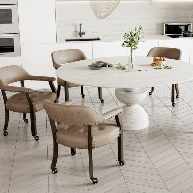 JESONVID Dining Chair with Casters Set of 4, Captain's Chair with