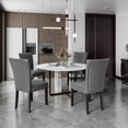 thumbnail image 1 of JESONVID Faux Leather Upholstered Parsons Dining Chair with High Backrest, Set of 4 Kitchen Accent Side Chairs with Solid Wood Legs Armless Dining Room Chair, Grey 1331GY, 1 of 7
