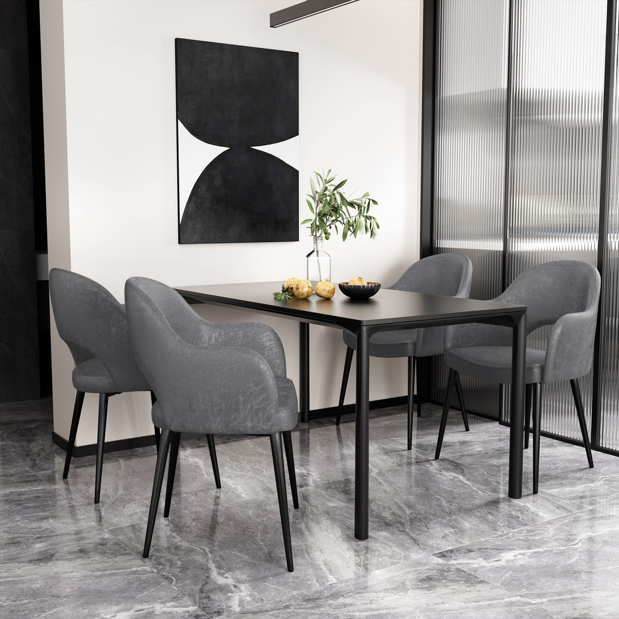 JESONVID Set of 4 Upholstered Dining Chair with Armrest, Modern Comfy ...