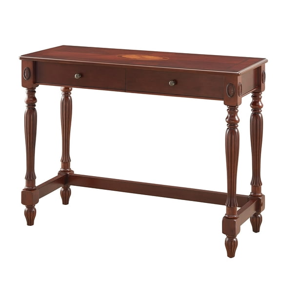 JESONVID Solid Wood Computer Writing Desk with 2 Big Drawers 39.4" Wide Home Office Desk Workstation Small Rustic Study Table Furniture in Cherry for Home Office Bedroom Living Room, SSZ-1533WD