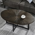 thumbnail image 1 of JESONVID Solid Wood Oval Coffee Table with Cross Metal Legs, 47.9" Industrail Bar Cocktail Table for Living Room Kitchen Office Sofa Table Bristro Table for Cafe/Bar Black 1831BK, 1 of 6