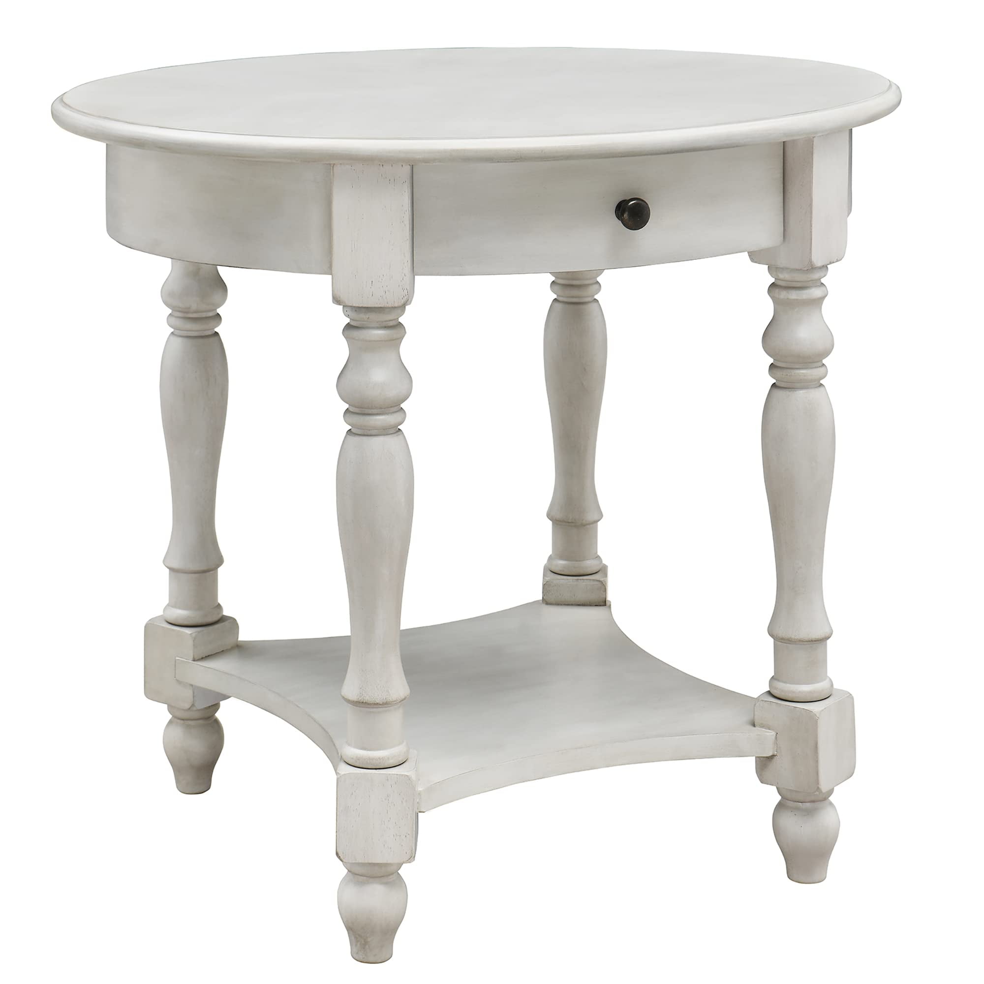 JESONVID Solid Wood Oval End Table with Drawer and Storage Shelf, 28 ...