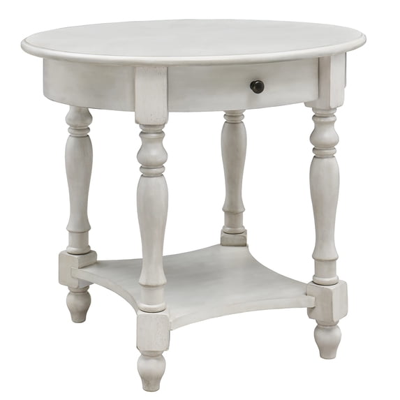 JESONVID Solid Wood Oval End Table with Drawer and Storage Shelf, 28 ...