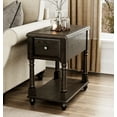 thumbnail image 1 of JESONVID Solid Wood Rectangular End Table with Storage, Antique Black, 1 of 8