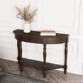 thumbnail image 1 of JESONVID Solid Wood Sofa Table with Drawer and Storage Shelf, 45.3" Traditional Retro Semi-Circle Entryway Table Polished Edging Half-Moon Narrow Table for Living Room Hallway Home, Vintage Walnut, 1 of 8