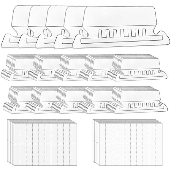 JESOT File Folder Tabs, Plastic,100+200 Sets Hanging File Folder Tabs with Inserts for Hanging Folders, 2 Inch Clear Plastic Hanging File Tabs for Quick Identification