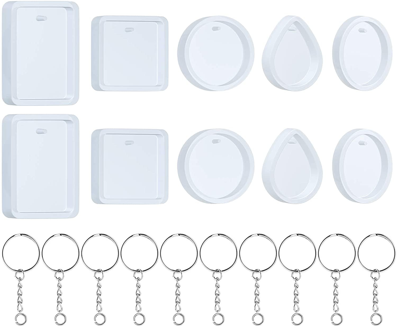 JESOT Silicone Resin Molds, 20 Pcs Silicone Molds for Resin Jewelry Casting Molds with Keychain Rings for DIY Craft Jewelry Making