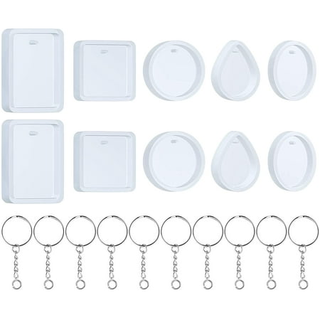 JESOT Silicone Resin Molds, 20 Pcs Silicone Molds for Resin Jewelry Casting Molds with Keychain Rings for DIY Craft Jewelry Making