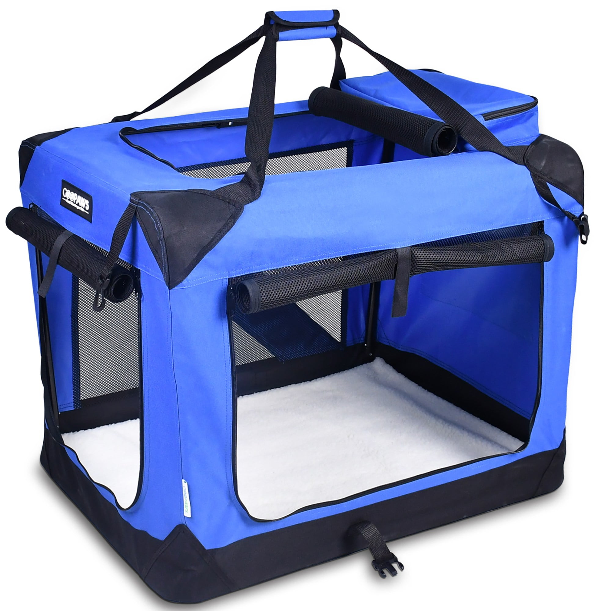 30'' Blue and Black Soft-Sided Folding Pet Crate