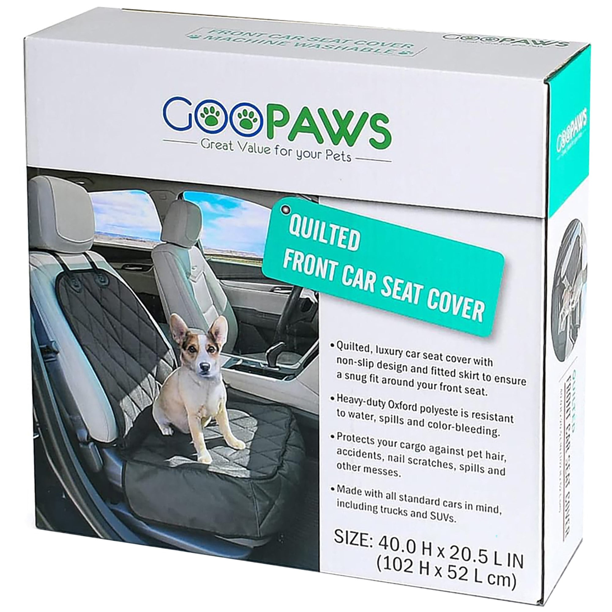 Gray Quilted Waterproof Pet Front Car Seat Cover