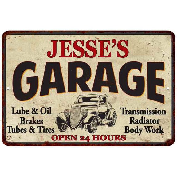 JESSE'S Garage Gift Man Cave Metal Sign Decor 12x18 112180014092