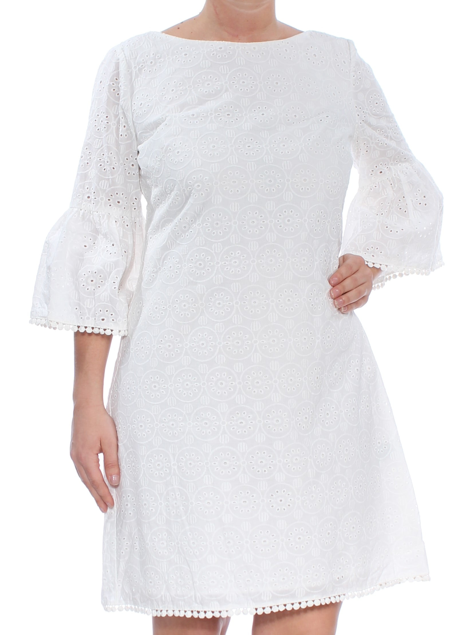JESSICA HOWARD $89 Womens New 1130 White Eyelet Bell Sleeve Shift Dress 14  B+B - Walmart.com