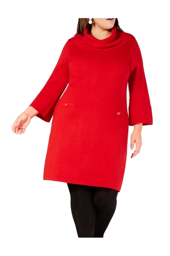 Women's Dress Cherry Plus Sweater Cowl-Neck 3X