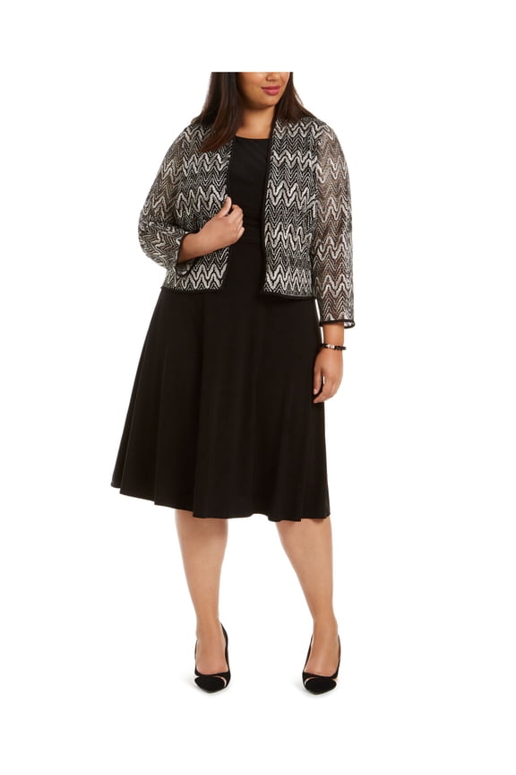 Womens Black Sleeveless Below The Knee Fit + Flare Dress Plus 22W