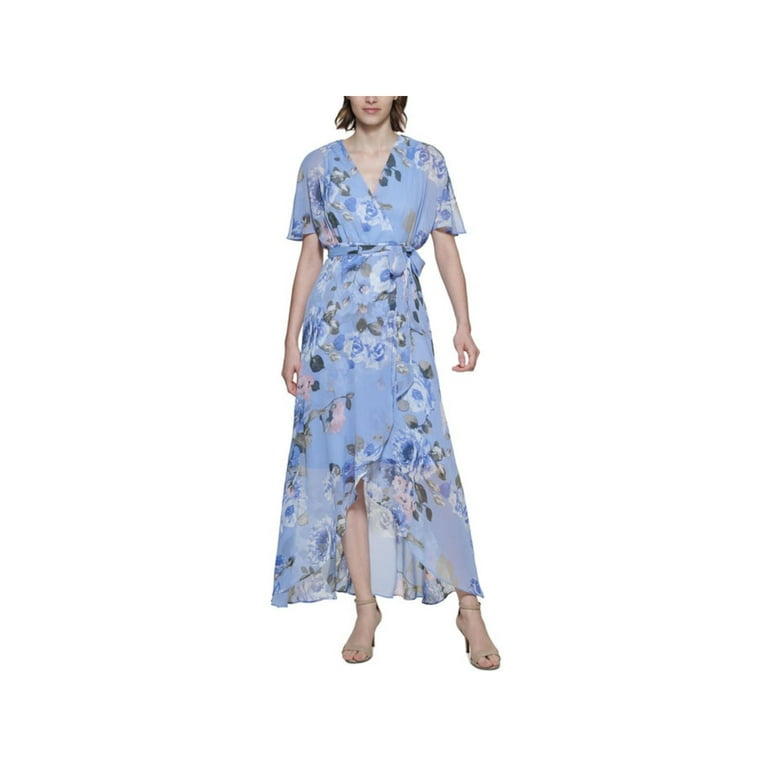 surplice wrap self tie maxi dress