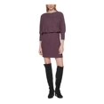 thumbnail image 1 of JESSICA HOWARD Womens Burgundy Knit Ribbed Elasticized Waist Dolman Sleeve Boat Neck Short Wear To Work Blouson Dress 10, 1 of 4