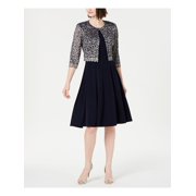 JESSICA HOWARD Womens Navy Metallic Formal Jacket Petites 4P