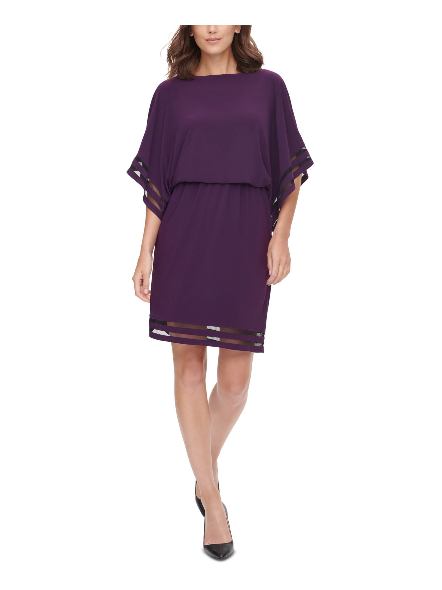 JESSICA HOWARD Womens Purple Dolman Sleeve Boat Neck