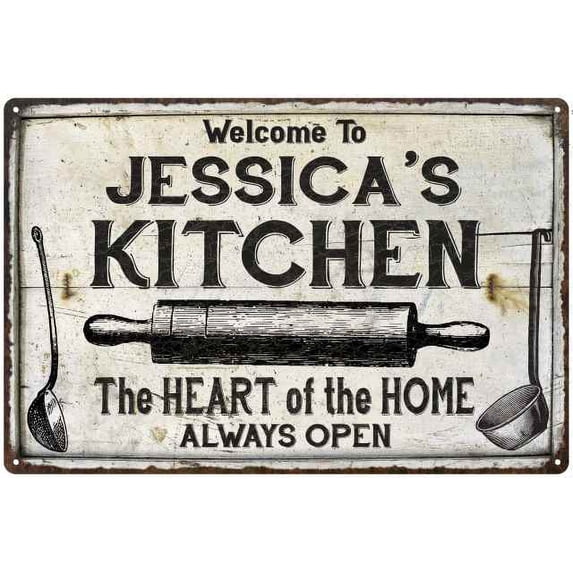 JESSICA'S Kitchen Farmhouse Sign Gift Gift 12x18 Metal 112180033029
