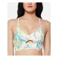 thumbnail image 1 of JESSICA SIMPSON Women's Yellow Tie Dye Tie Cropped Cami Cutout Deep V Neck Adjustable Swimsuit Top M, 1 of 3
