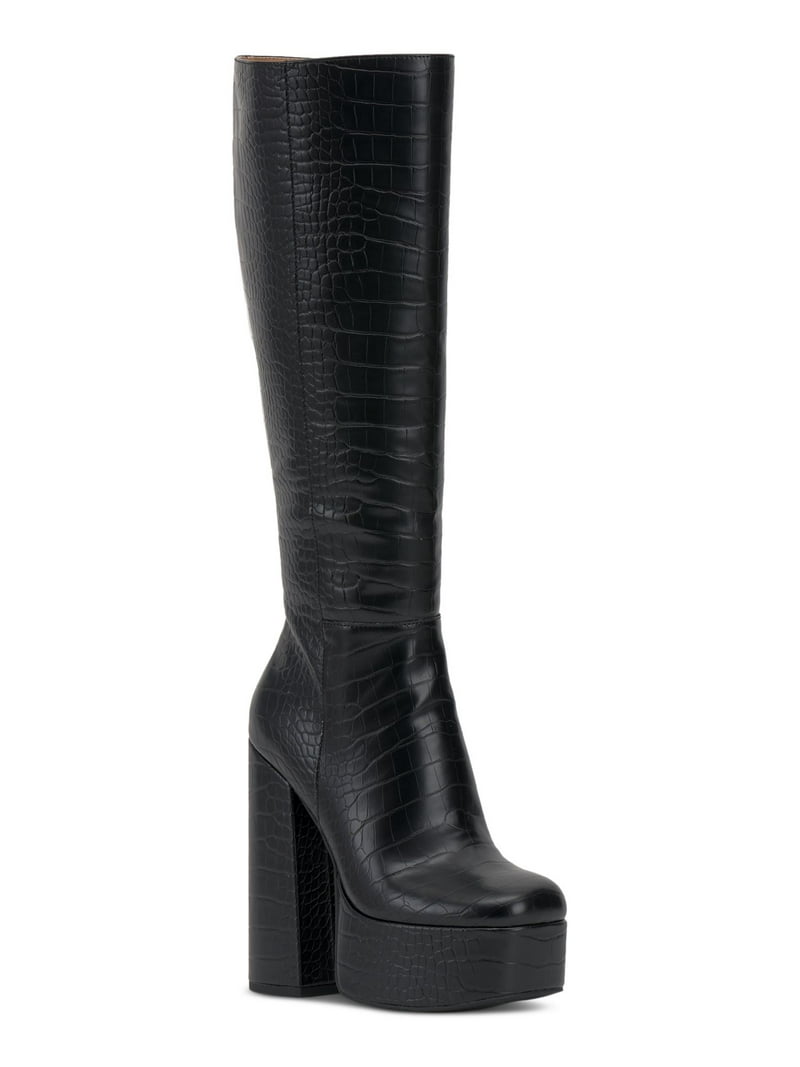 JESSICA SIMPSON Womens Black Animal Print 2 Inch Platform Goring Padded  Samah Square Toe Block Heel Zip-Up Dress Boots 9.5 M - Walmart.com