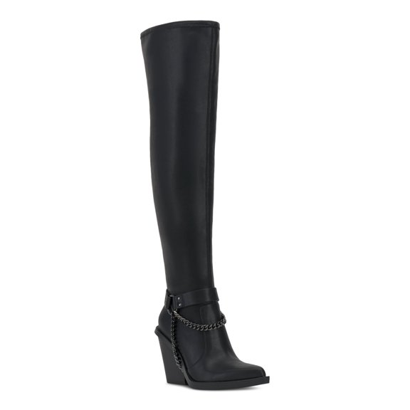 JESSICA SIMPSON Womens Black Comfort Langer Pointed Toe Block Heel Dress Boots 6 M