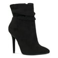 thumbnail image 1 of JESSICA SIMPSON Womens Black Textured Glitter Split Upper Back Cushioned Ruched Lerona Pointed Toe Stiletto Zip-Up Dress Booties 8 M, 1 of 4